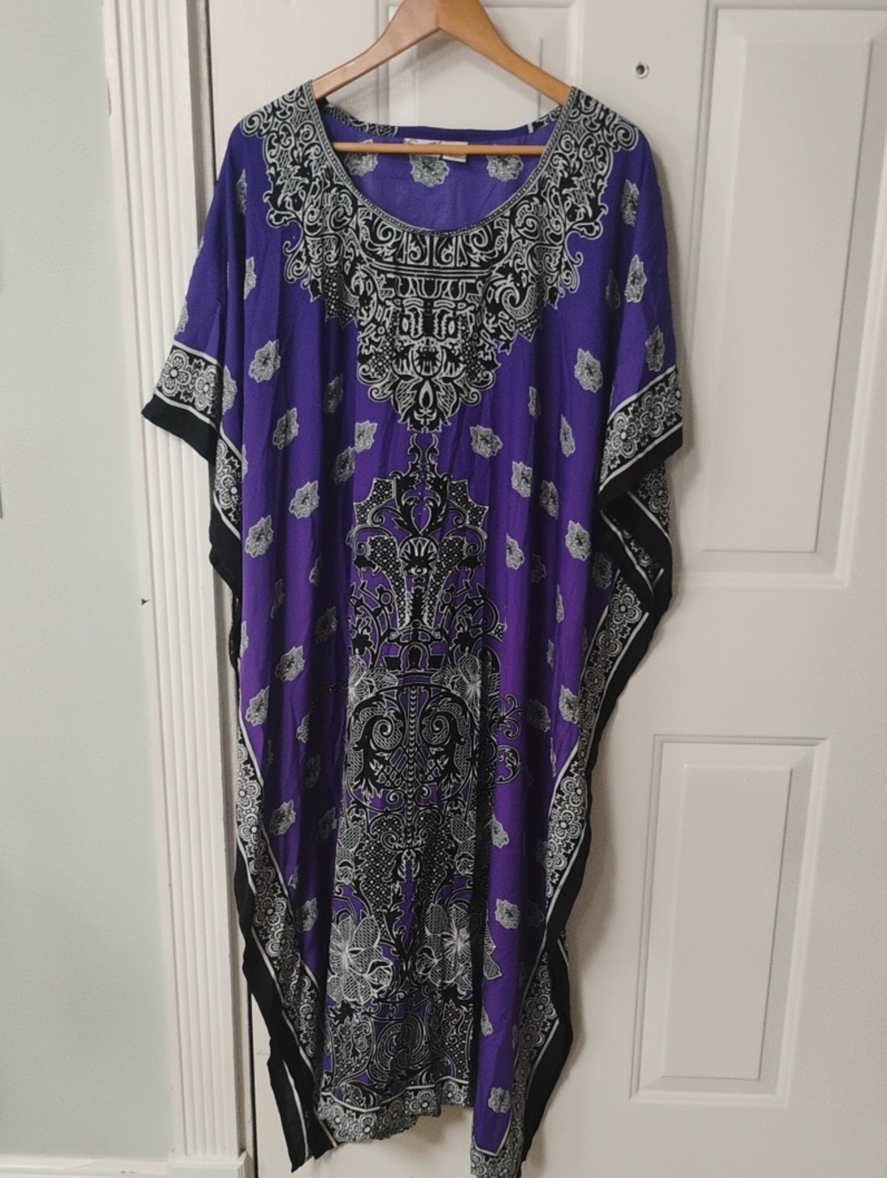 Vintage Sante Purple Printed Women's Swim Coverup Kaftan.